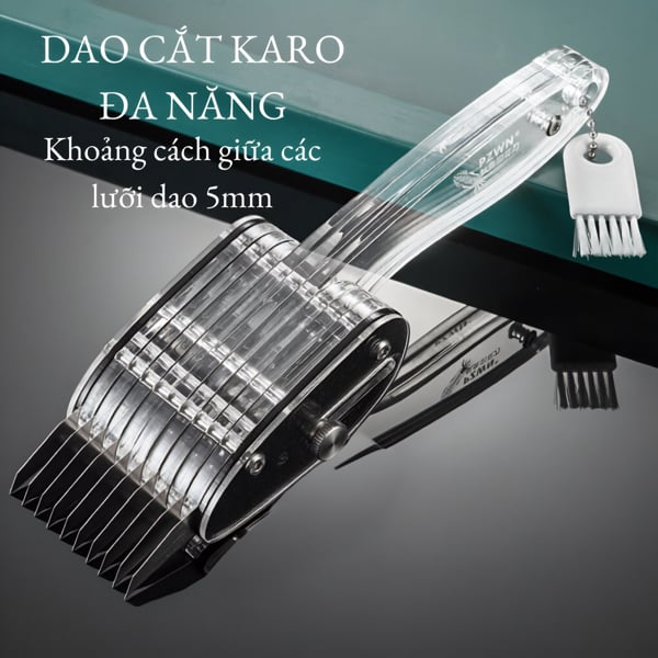 Dao Cắt Karo Khía Mực Đa Năng – Lưỡi 420J2, Điều Chỉnh Độ Sâu, Khía Cá Thịt Nhanh Chính Xác