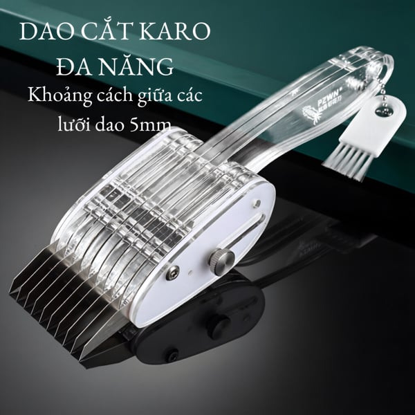 Dao Cắt Karo Khía Mực Đa Năng – Lưỡi 420J2, Điều Chỉnh Độ Sâu, Khía Cá Thịt Nhanh Chính Xác