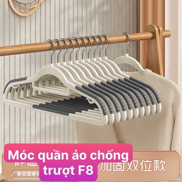 SET 10 Móc Treo Quần Áo Chống Trượt F8, Móc Phơi Đồ Tiết Kiệm Không Gian