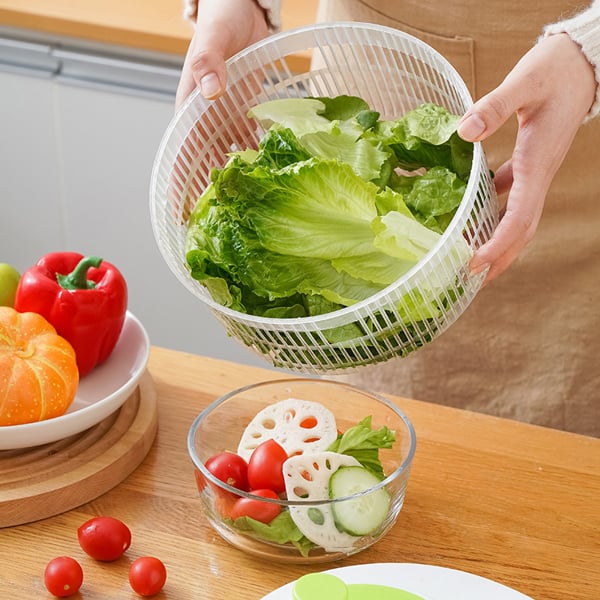 Rổ Xoay Rau Salad Ráo Nước – Rổ Quay Ly Tâm Làm Khô Rau Củ, Nhựa PP Cao Cấp
