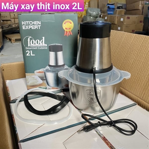 Máy Xay Thịt Inox Kitchen 2L, Máy Xay Thực Phẩm Đa Năng Dung Tích Lớn