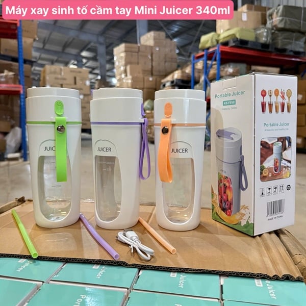 Máy Xay Cầm Tay Mini Juice – Máy Xay Sinh Tố Mini Pin Sạc USB/Type-C, Cốc 350–420ml