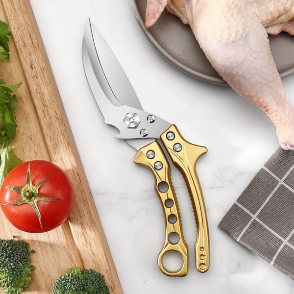 Kéo Cắt Gà Cao Cấp – Lưỡi Răng Cưa Thép Không Gỉ 3Cr13,Tách Thành Dao, Cắt Xương, Cạo Vảy Cá, Mở Nắp Chai