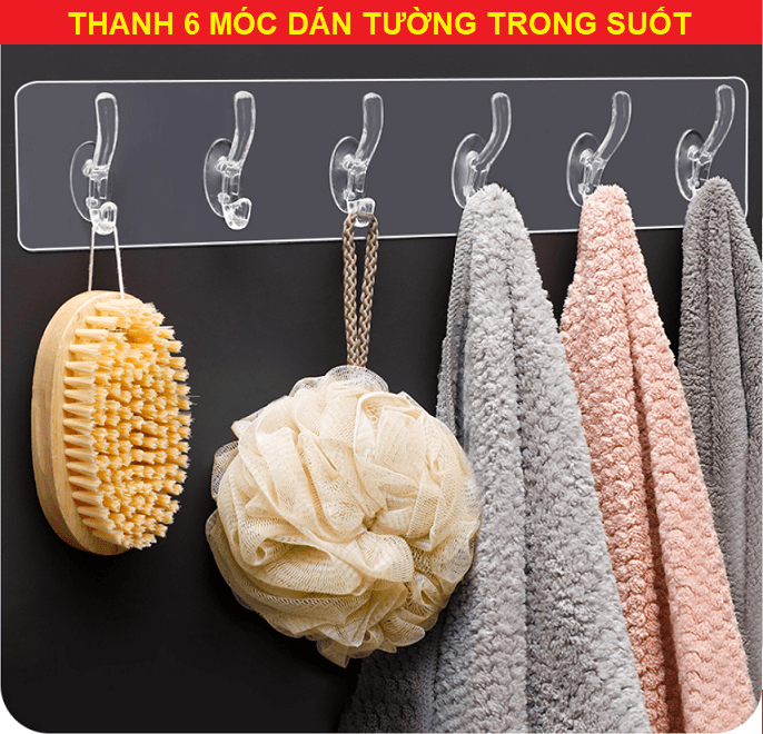 Thanh 6 Móc Dẻo Dán Tường, Móc Treo Đồ Đa Năng Tiết Kiệm Không Gian - GD387-6Deo ww3