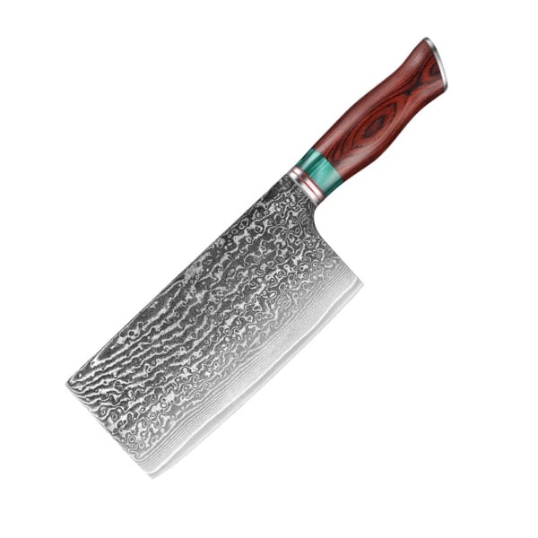Dao Thái Vuông Damascus Cán Gỗ Đỏ 皇 (Lõi VG-10 67 Lớp) – Sắc Bén Bền Bỉ, Tinh Hoa Trong Từng Đường Rèn