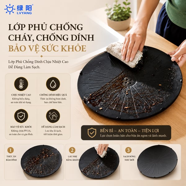 Bếp Nướng Không Khói LVYANG ERGILL, Nướng Xoay 360 Độ, Tự Động, Chín Đều, Không Ám Mùi
