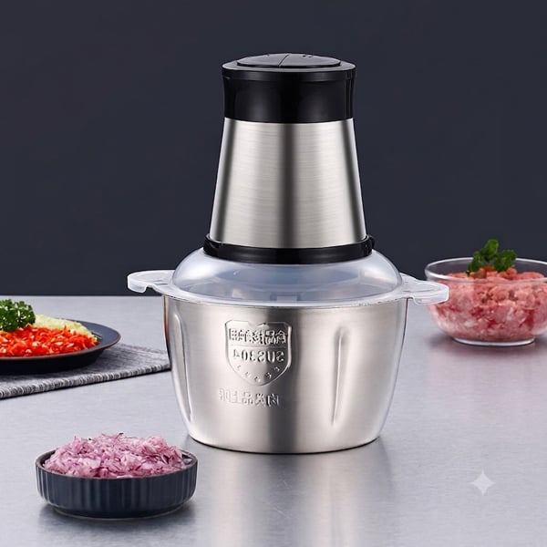 Máy Xay Thịt Inox Kitchen 2L, Máy Xay Thực Phẩm Đa Năng Dung Tích Lớn