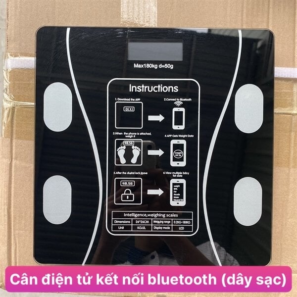 Cân Điện Tử Thông Minh Bluetooth 4.0 BIA – Phân Tích Chỉ Số Cơ Thể, Kết Nối Điện Thoại, Sạc USB/Type-C