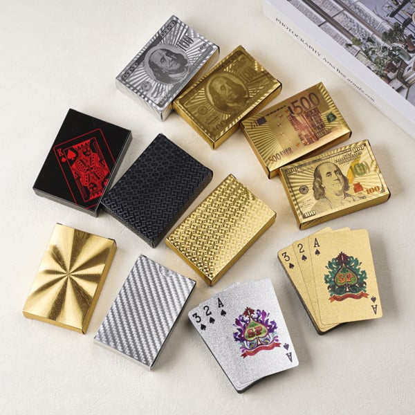 Bộ Bài Vàng 24K Cao Cấp 54 Lá – Bài Nhựa PET Chống Nước, Màu Vàng Ánh Kim, Sang Trọng Làm Quà Tặng