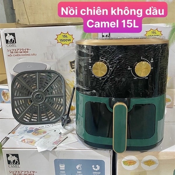 Nồi Chiên Không Dầu CAMEL 15L 1500W – Chiên Nướng Đa Năng, Công Nghệ Khí Nóng 360°, Cửa Kính