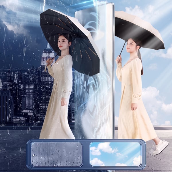 Ô Dù Tự Động 10 Nan HT01, Dù Che Mưa Nắng Đóng Mở Tự Động