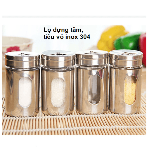 Lọ Đựng Tiêu Thủy Tinh Bọc Inox, Hũ Đựng Gia Vị Nhà Bếp
