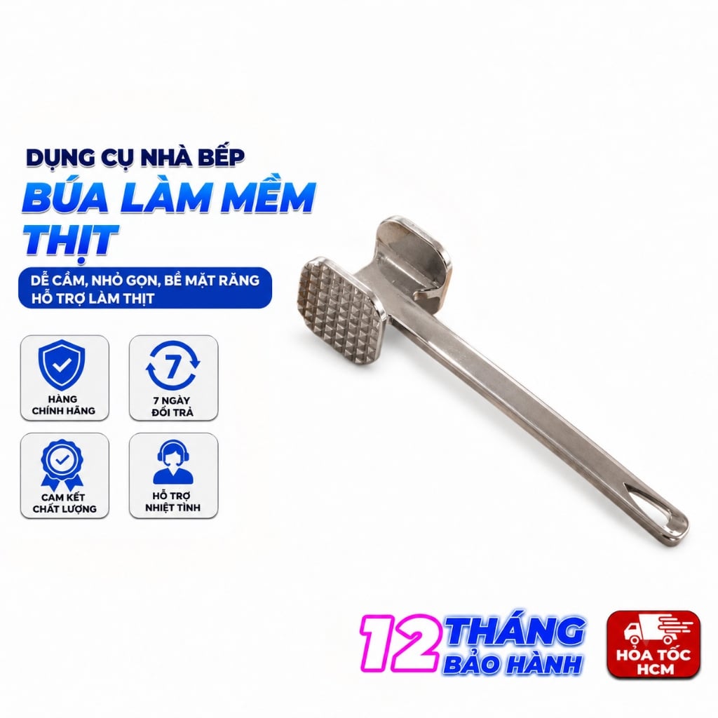 Búa Dần Thịt 19cm, Búa Làm Mềm Thịt Dụng Cụ Nhà Bếp