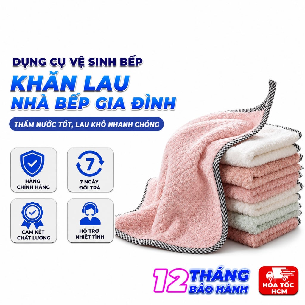 Khăn Lau Viền Kẻ, Khăn Lau Đa Năng Dùng Cho Nhà Bếp Gia Đình - GD905-KhanVienKe ww