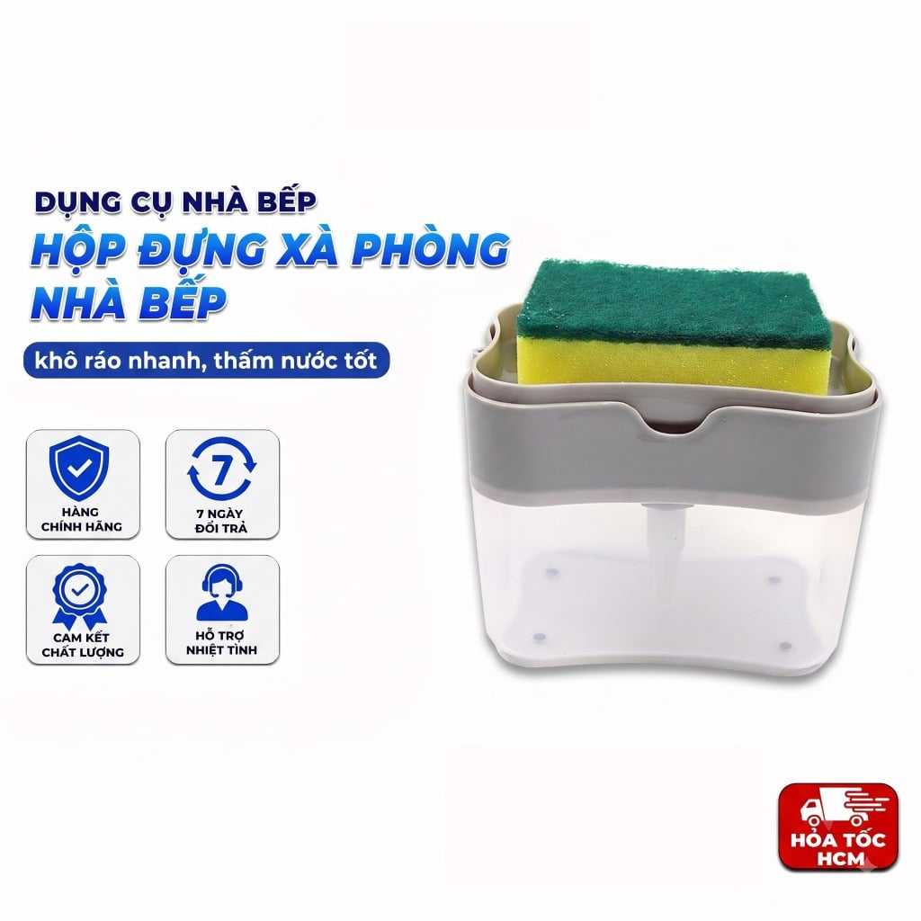 Bình Đựng Nước Rửa Chén Kèm Khay Giẻ Lau, Hộp Đựng Xà Phòng Nhà Bếp