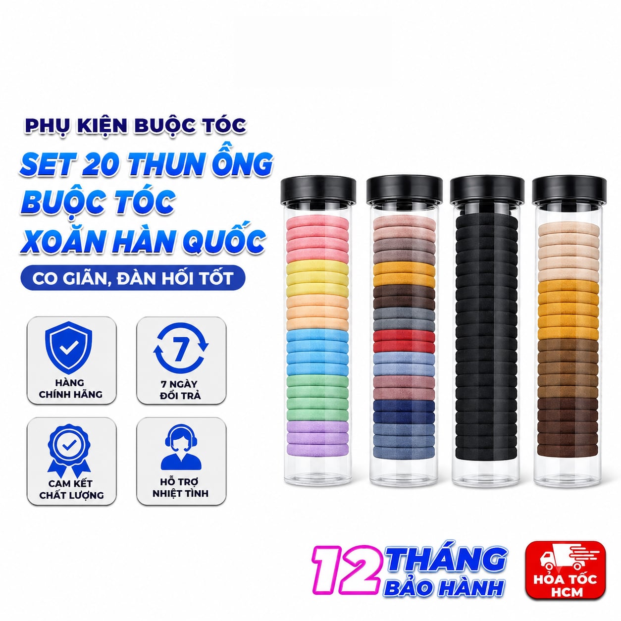 Set 100 Thun Ống Buộc Tóc Xoắn Hàn Quốc, Dây Thun Cột Tóc Co Giãn Tiện Lợi - GD896-ThunXoan-100 ww