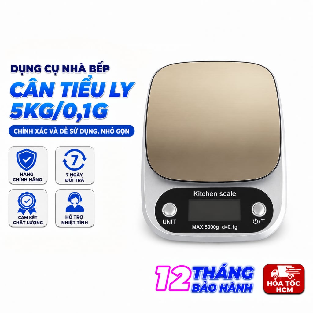 Cân Tiểu Ly SH131 Loại 5kg, Cân Điện Tử Mini Chính Xác Cho Nhà Bếp