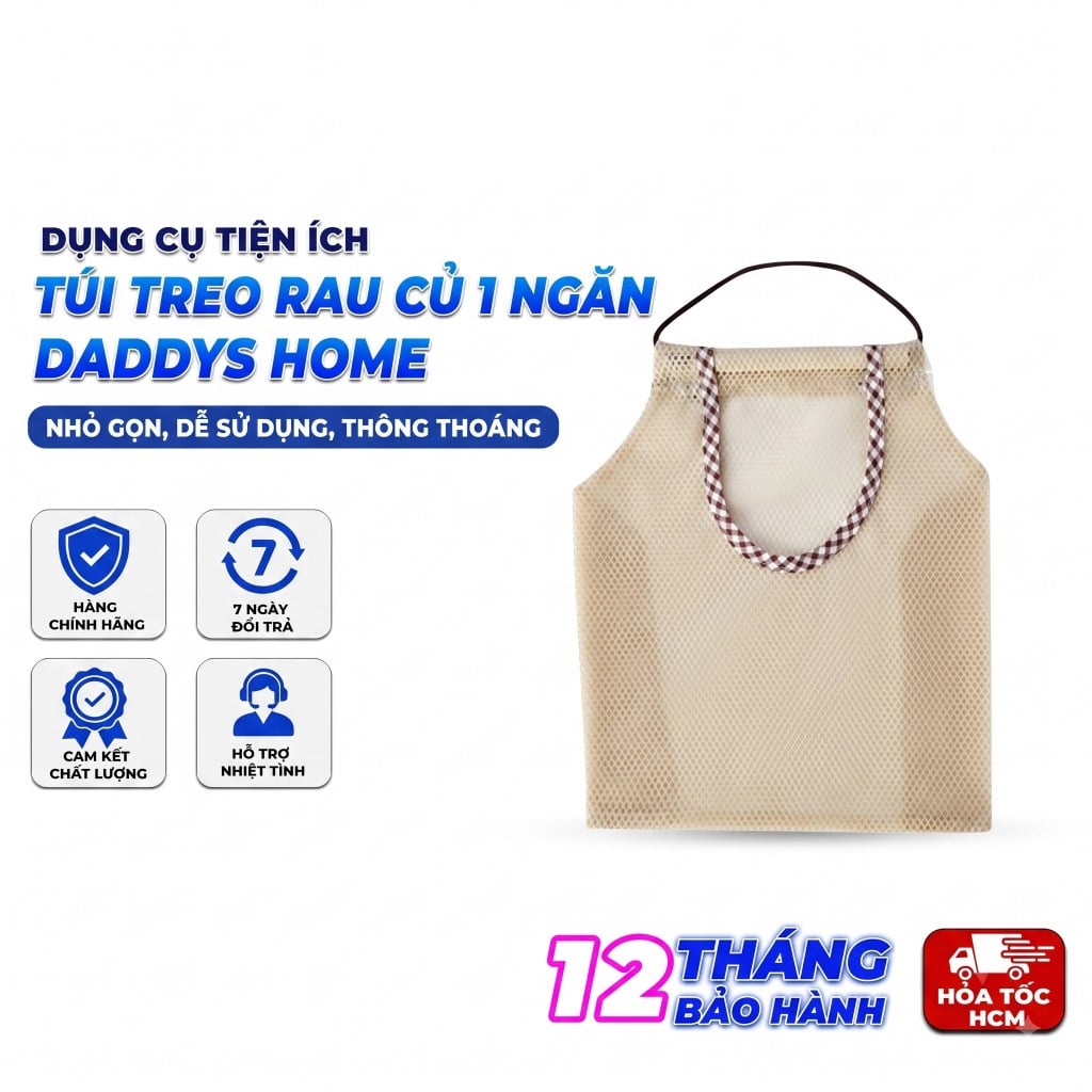 Túi Treo Rau Củ 1 Ngăn, Túi Đựng Hành Tỏi Rau Củ Treo Tường