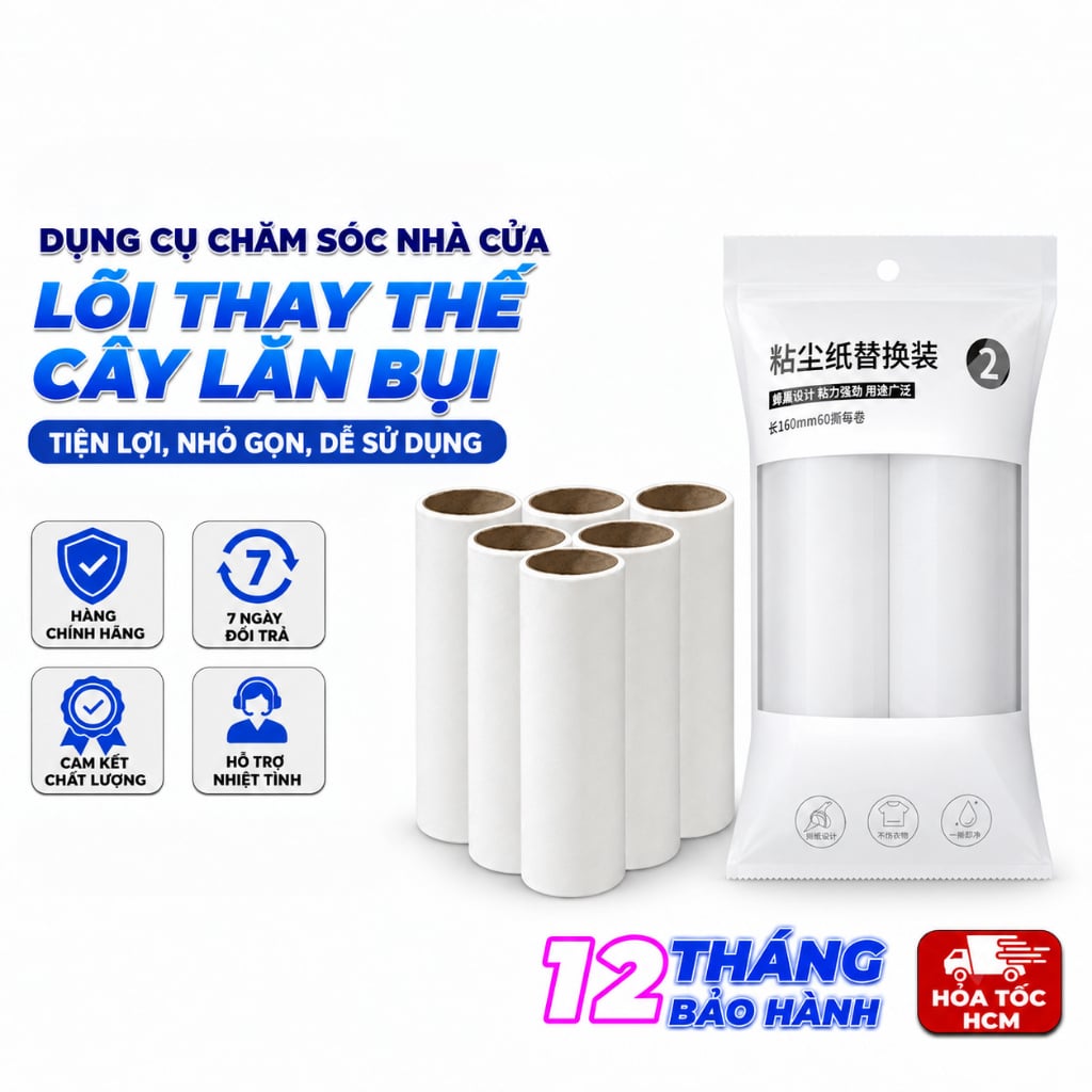 Set 2 Lõi Lăn Bụi 16cm, Lõi Thay Thế Cây Lăn Bụi
