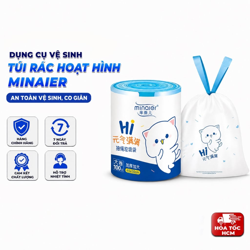Cuộn Túi Rác Hoạt Hình Minaier, Túi Đựng Rác Gia Đình Tiện Lợi