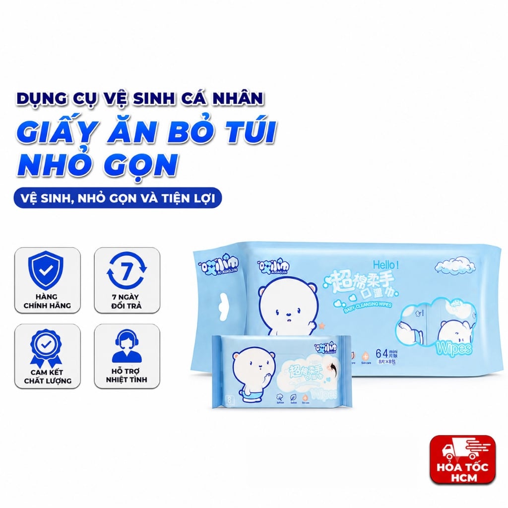 Khăn Giấy Mini Bịch 8 Gói, Giấy Ăn Bỏ Túi Nhỏ Gọn Tiện Lợi