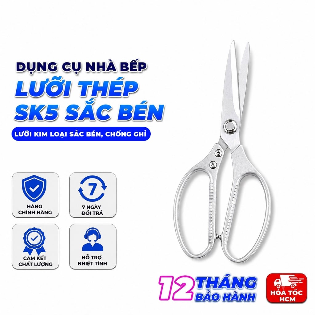 Kéo Nhật SK5 Đa Năng, Kéo Gia Dụng Lưỡi Thép SK5 Sắc Bén, Chính Hãng