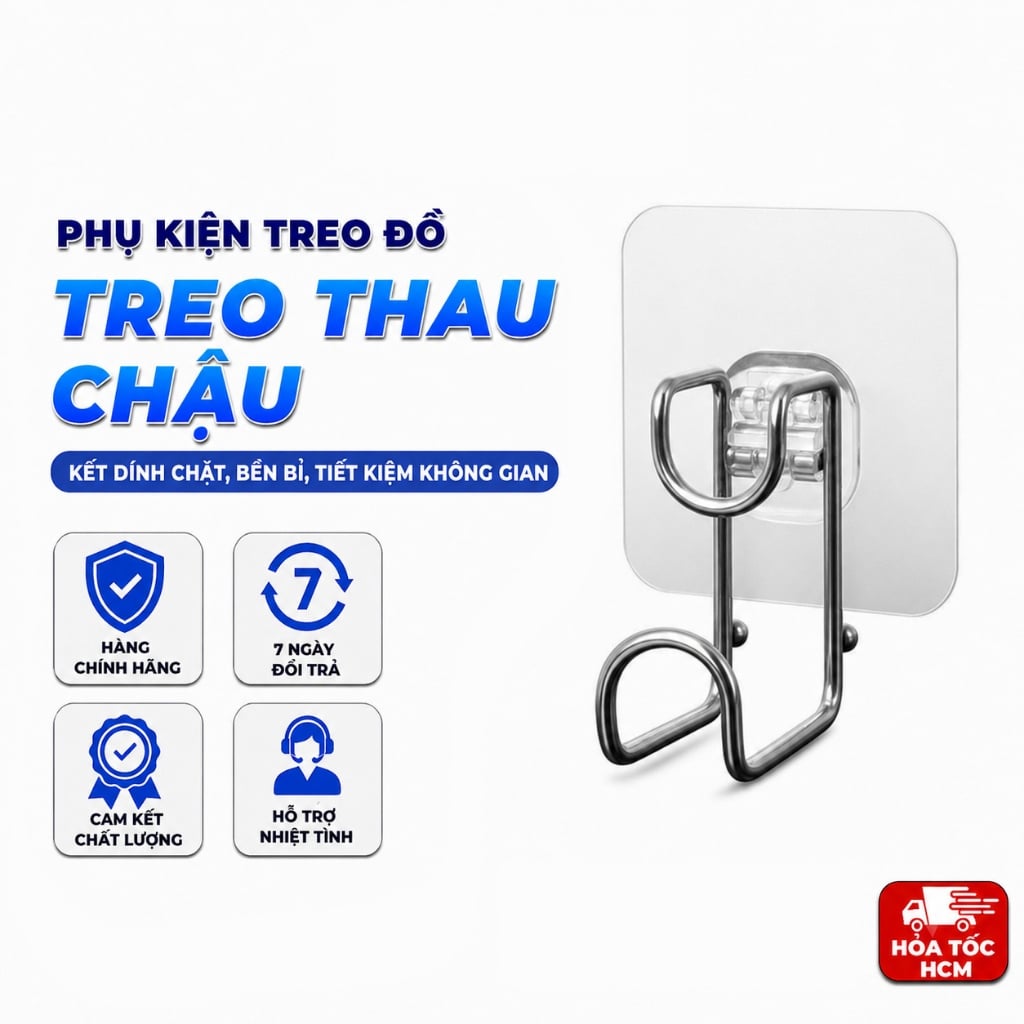 Móc Treo Thau Chậu, Móc Dán Tường Tiết Kiệm Không Gian Nhà Tắm
