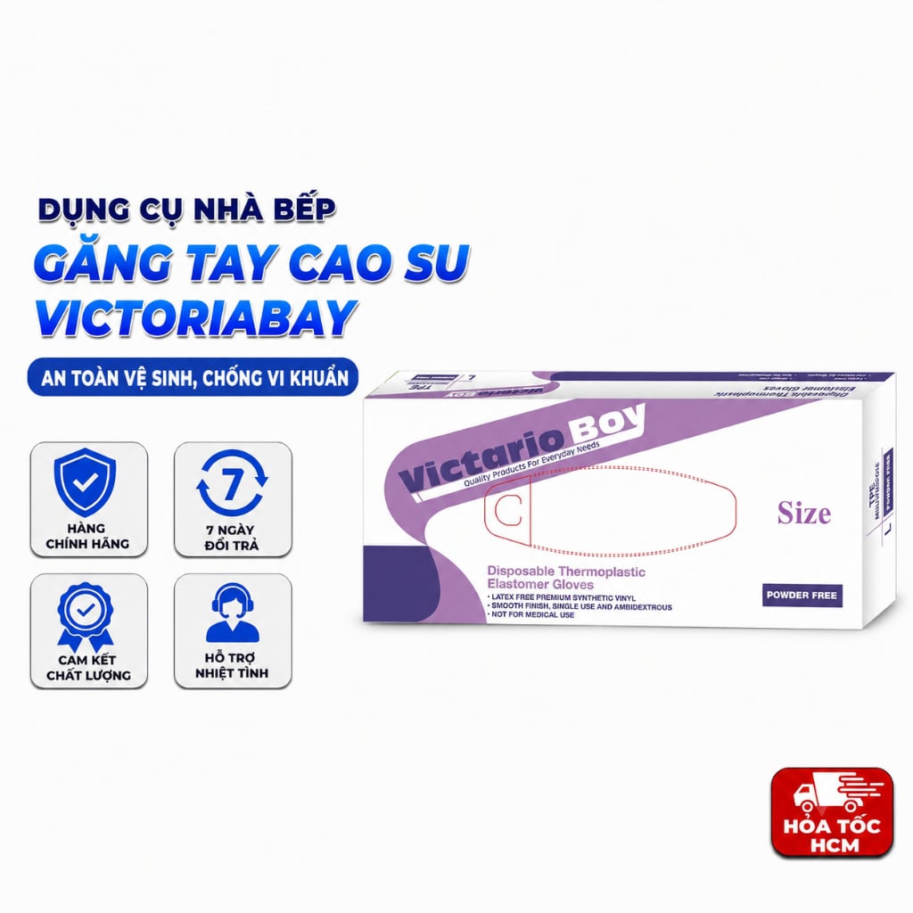 Găng Tay Cao Su VictoriaBay Size L, Găng Tay Rửa Chén Vệ Sinh Gia Dụng