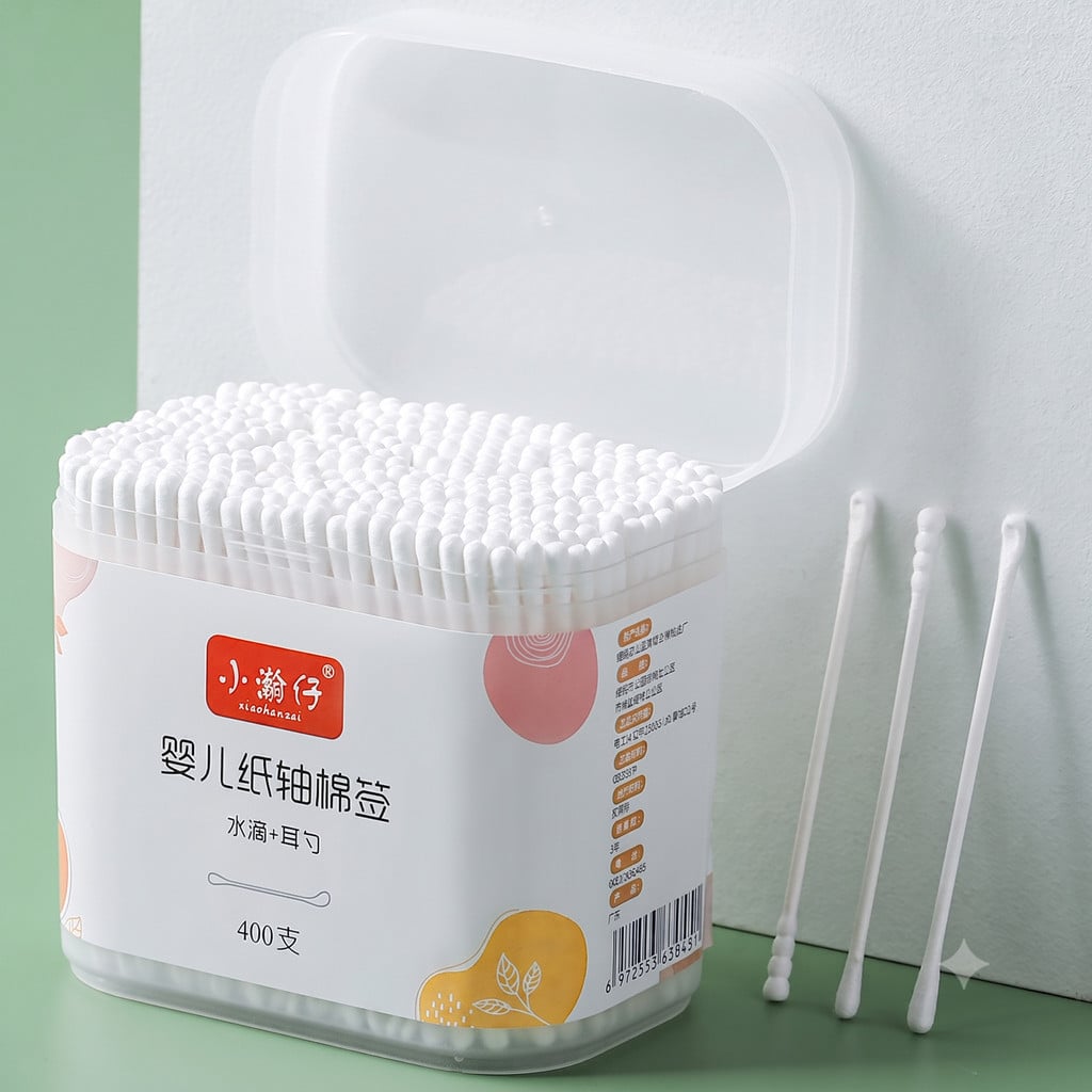 Hộp 400 Tăm Bông Baby Cho Em Bé, Tăm Bông Vệ Sinh Cá Nhân