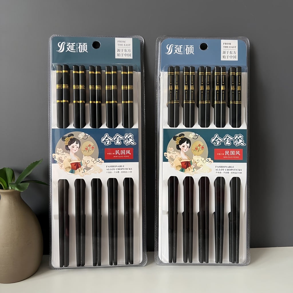 Vỉ 10 Đôi Đũa Sọc, Bộ Đũa Ăn Gia Đình Tiện Lợi