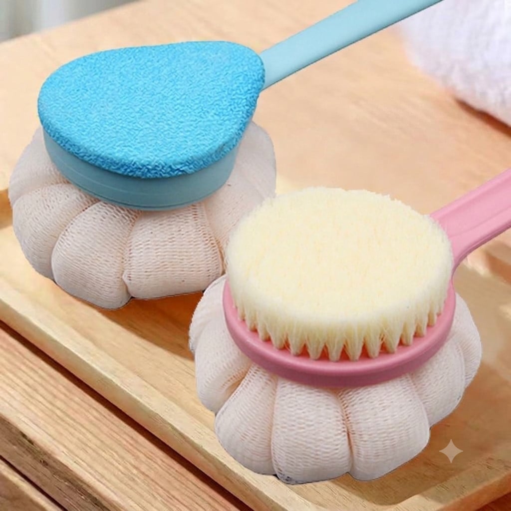 Cây Bông Tắm Chà Lưng Măng Cụt, Bông Tắm Cán Dài Tiện Lợi
