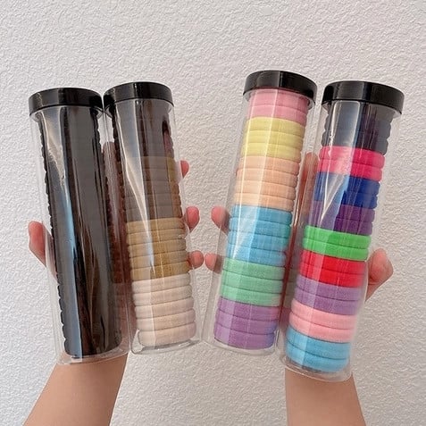 Set 20 Dây Thun Ống Buộc Tóc Hàn Quốc, Dây Cột Tóc Co Giãn Tiện Lợi