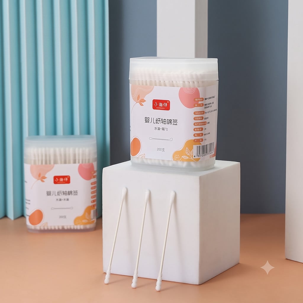 Hộp 400 Tăm Bông Baby Cho Em Bé, Tăm Bông Vệ Sinh Cá Nhân