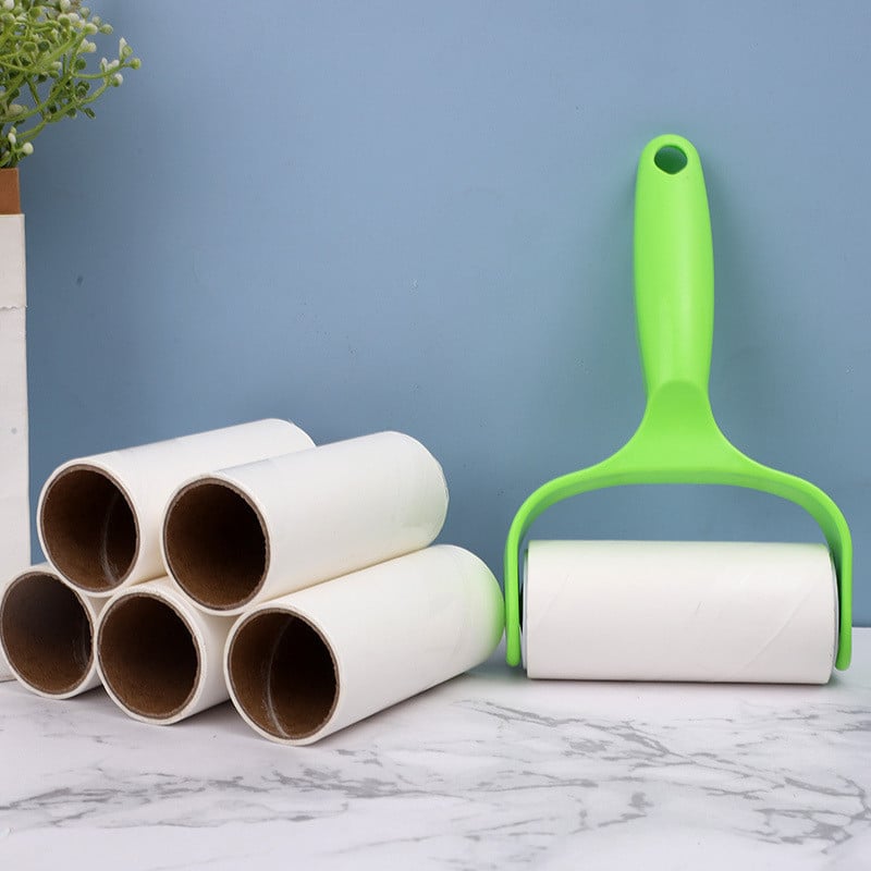 Cây Lăn Bụi kèm 6 Lõi 10cm 120 Tờ, Lăn Bụi Quần Áo Sofa Đa Năng