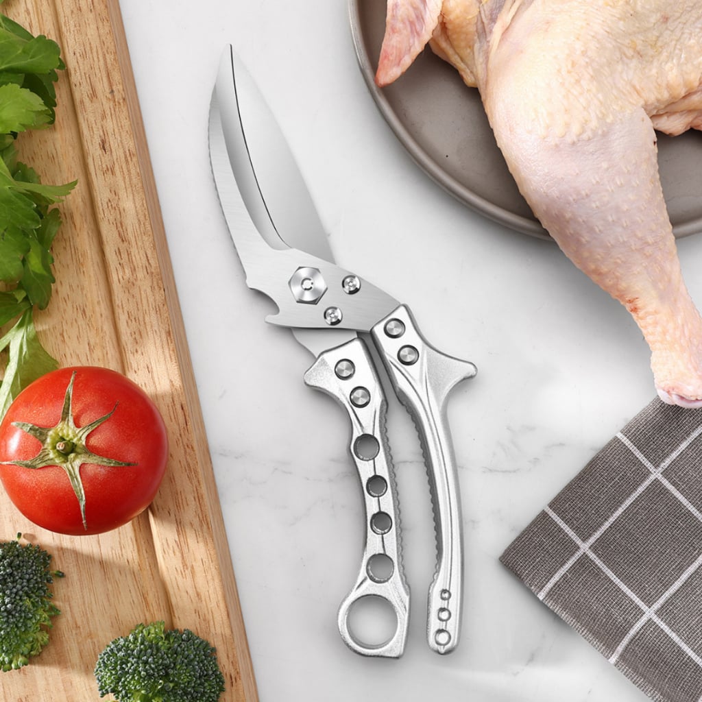 Kéo Cắt Gà Cao Cấp – Lưỡi Răng Cưa Thép Không Gỉ 3Cr13,Tách Thành Dao, Cắt Xương, Cạo Vảy Cá, Mở Nắp Chai