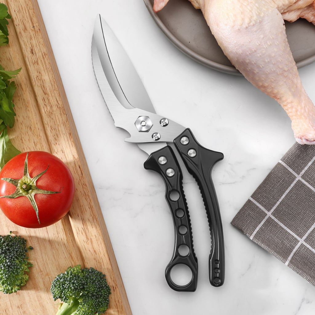Kéo Cắt Gà Cao Cấp – Lưỡi Răng Cưa Thép Không Gỉ 3Cr13,Tách Thành Dao, Cắt Xương, Cạo Vảy Cá, Mở Nắp Chai
