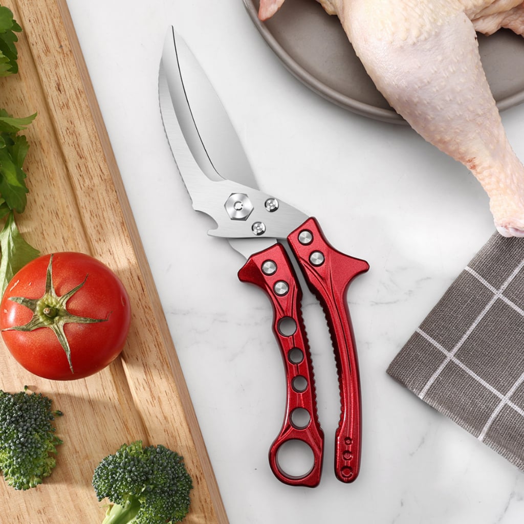 Kéo Cắt Gà Cao Cấp – Lưỡi Răng Cưa Thép Không Gỉ 3Cr13,Tách Thành Dao, Cắt Xương, Cạo Vảy Cá, Mở Nắp Chai