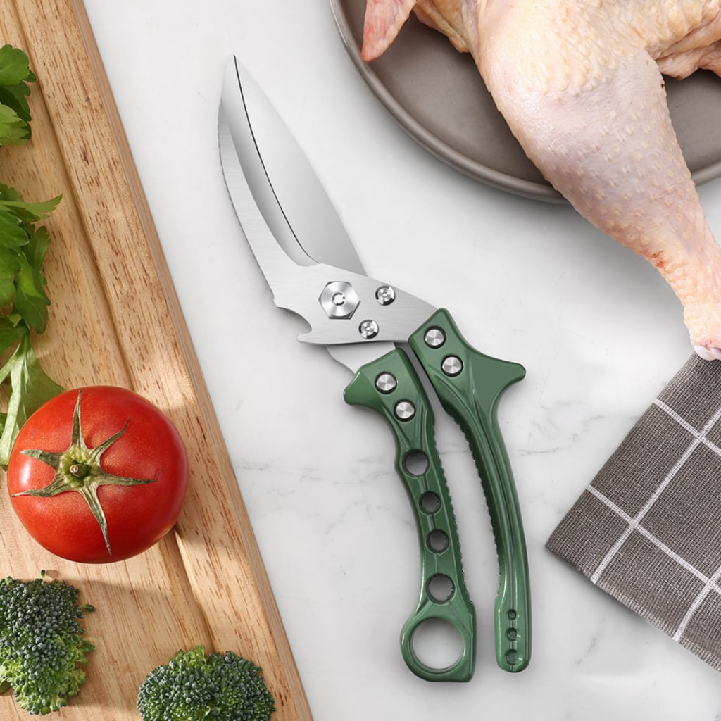 Kéo Cắt Gà Cao Cấp – Lưỡi Răng Cưa Thép Không Gỉ 3Cr13,Tách Thành Dao, Cắt Xương, Cạo Vảy Cá, Mở Nắp Chai