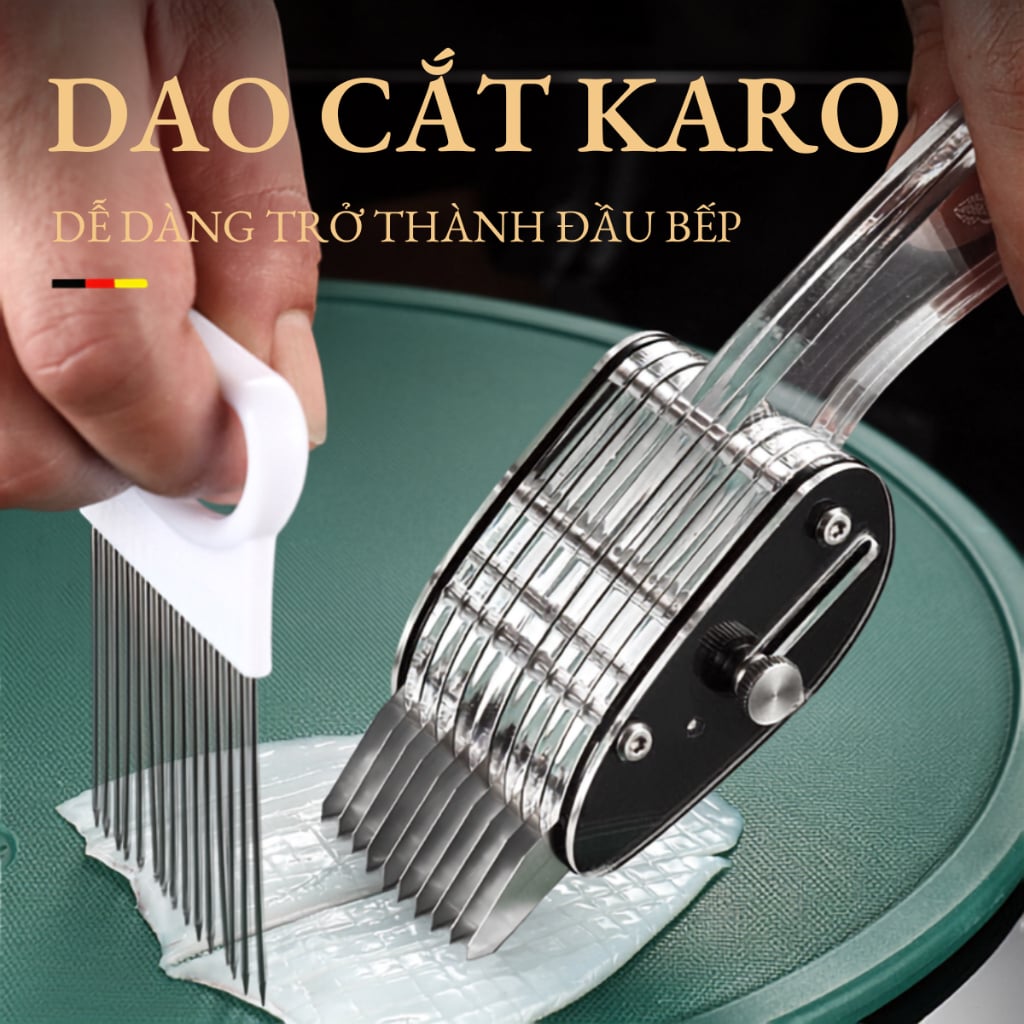 Dao Cắt Karo Khía Mực Đa Năng – Lưỡi 420J2, Điều Chỉnh Độ Sâu, Khía Cá Thịt Nhanh Chính Xác