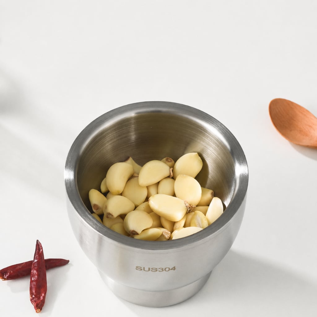 Cối Chày Giã Gia Vị Inox SUS304 – Thành Cối Dày, Đế Chống Trượt, Chày Inox Nguyên Khối, Chống Gỉ, Dễ Vệ Sinh