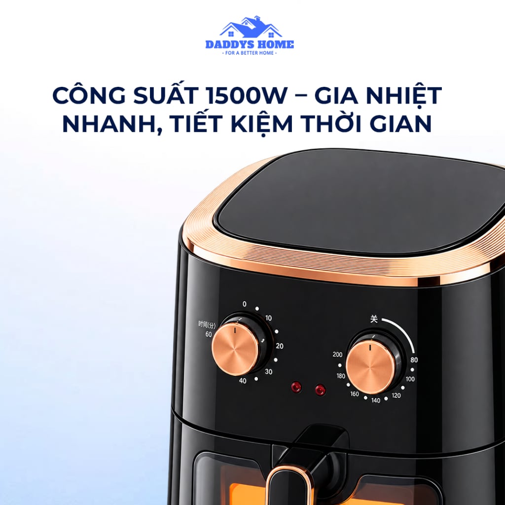 Nồi Chiên Không Dầu CAMEL 15L 1500W – Chiên Nướng Đa Năng, Công Nghệ Khí Nóng 360°, Cửa Kính