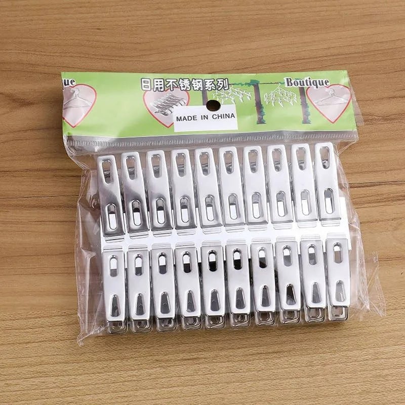 Set 20 Vỉ Kẹp Inox, Kẹp Đồ Gia Dụng Đa Năng