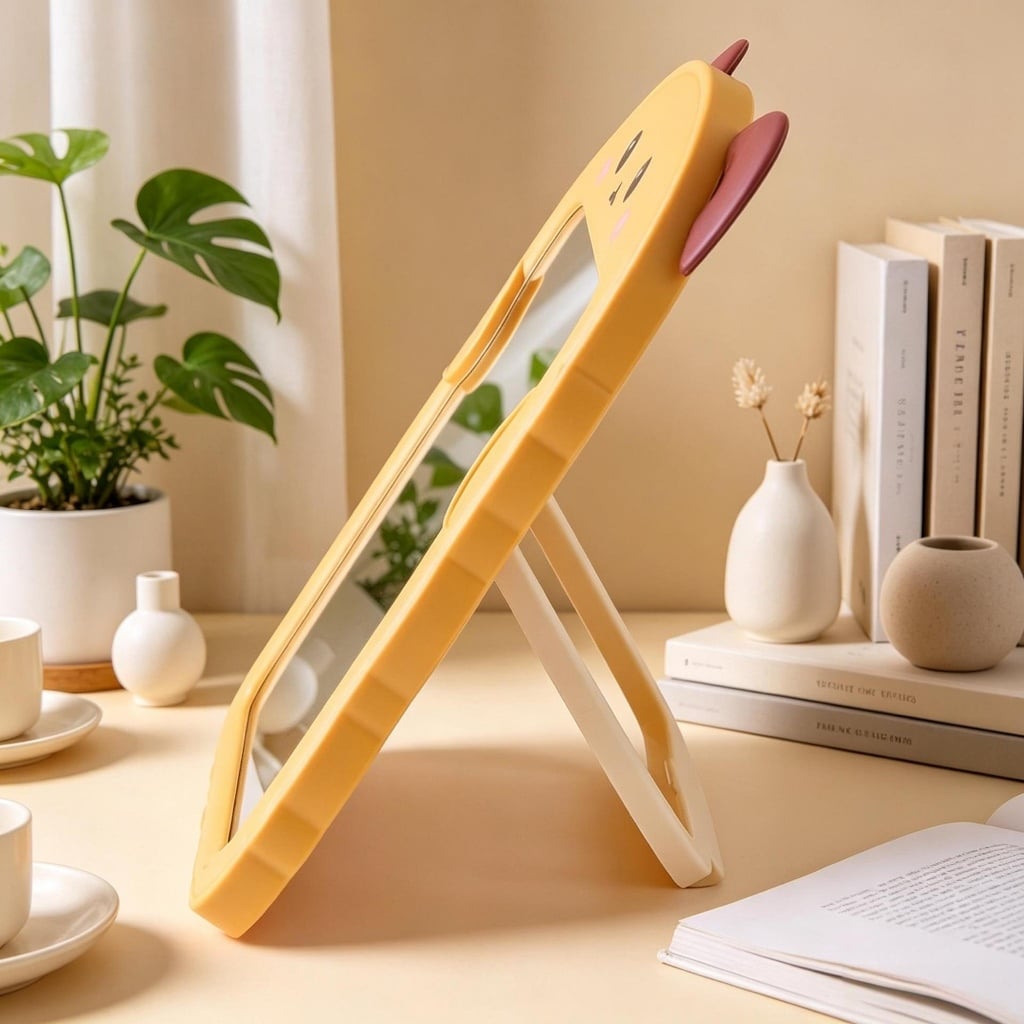 Gương Để Bàn Hình Gấu, Gương Trang Điểm Mini Để Bàn Dễ Thương