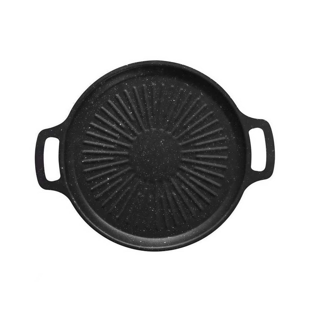 Chảo Gang Vân Đá 34cm, Chảo Nướng, Nấu Ăn Chống Dính Đa Năng Cho Gia Đình