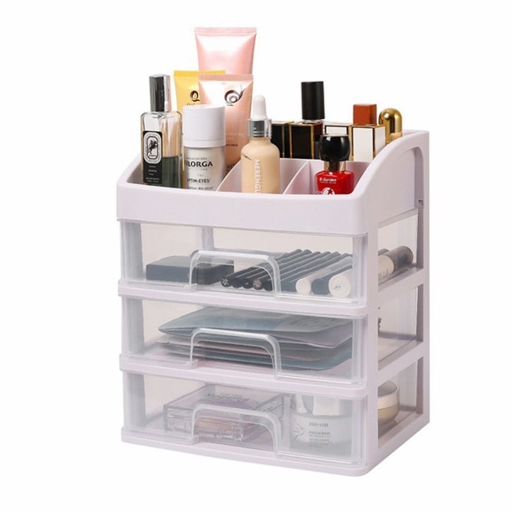 Kệ Mỹ Phẩm 4 Tầng 3 Ngăn Kéo, Kệ Đựng Mỹ Phẩm Trang Sức Đa Năng