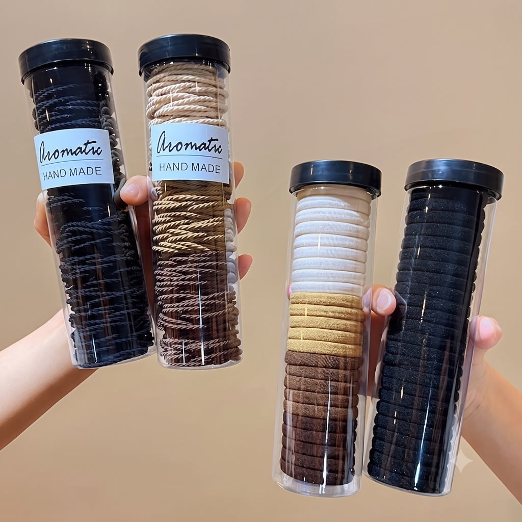 Set 20 Dây Thun Ống Buộc Tóc Hàn Quốc, Dây Cột Tóc Co Giãn Tiện Lợi
