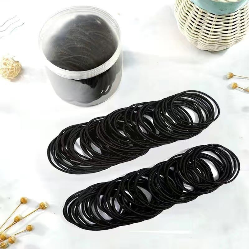 Set 100 Dây Thun Buộc Tóc Hàn Quốc, Dây Cột Tóc Co Giãn Tiện Lợi