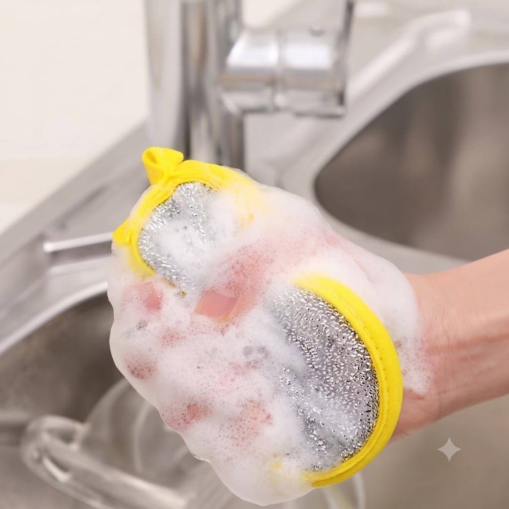 Miếng Rửa Chén Bọt Biển Sợi Kim Loại, Miếng Cọ Rửa Xoong Nồi Đa Năng