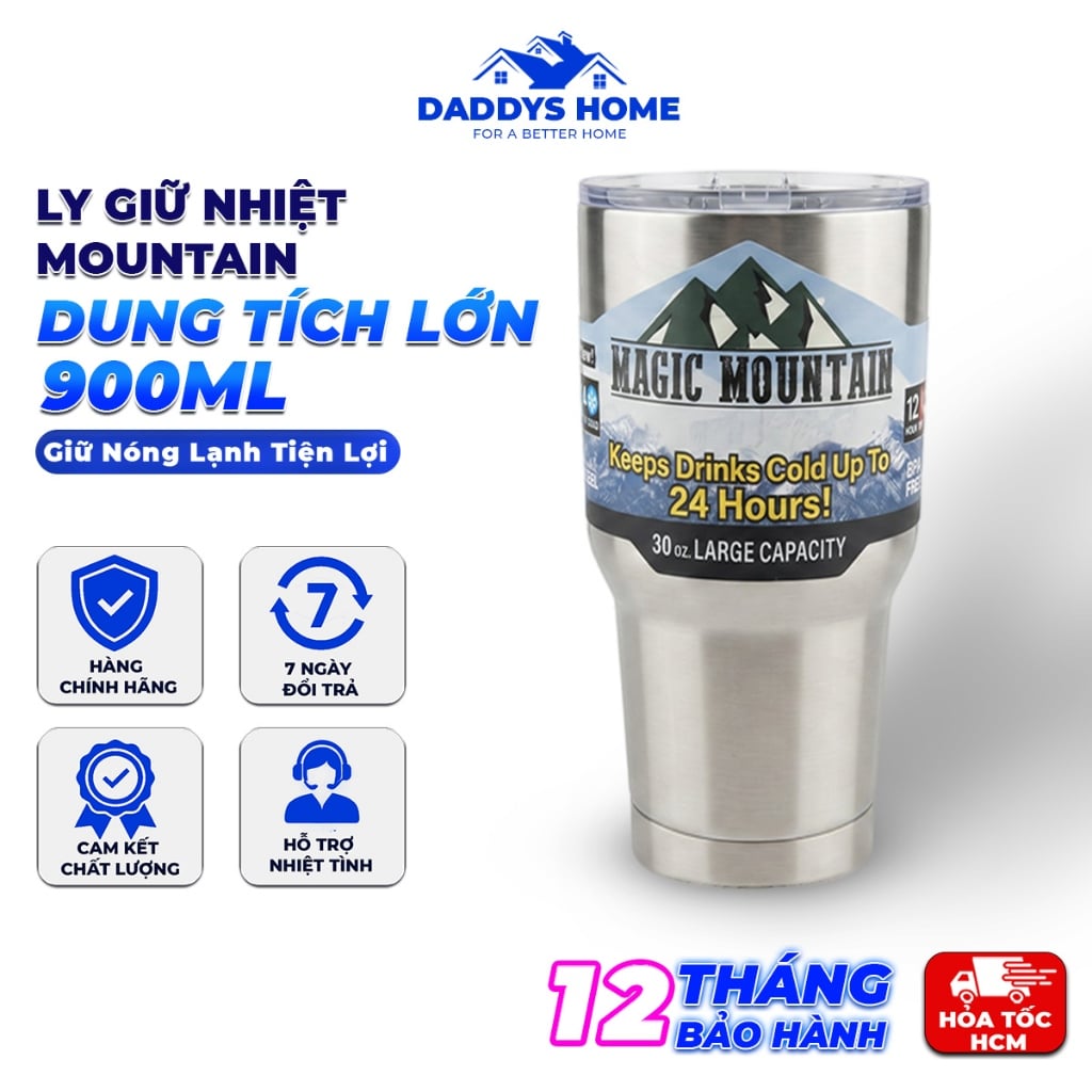 Ly Giữ Nhiệt Mountain 900ml Dung Tích Lớn, Bình Nước Giữ Nóng Lạnh Tiện Lợi