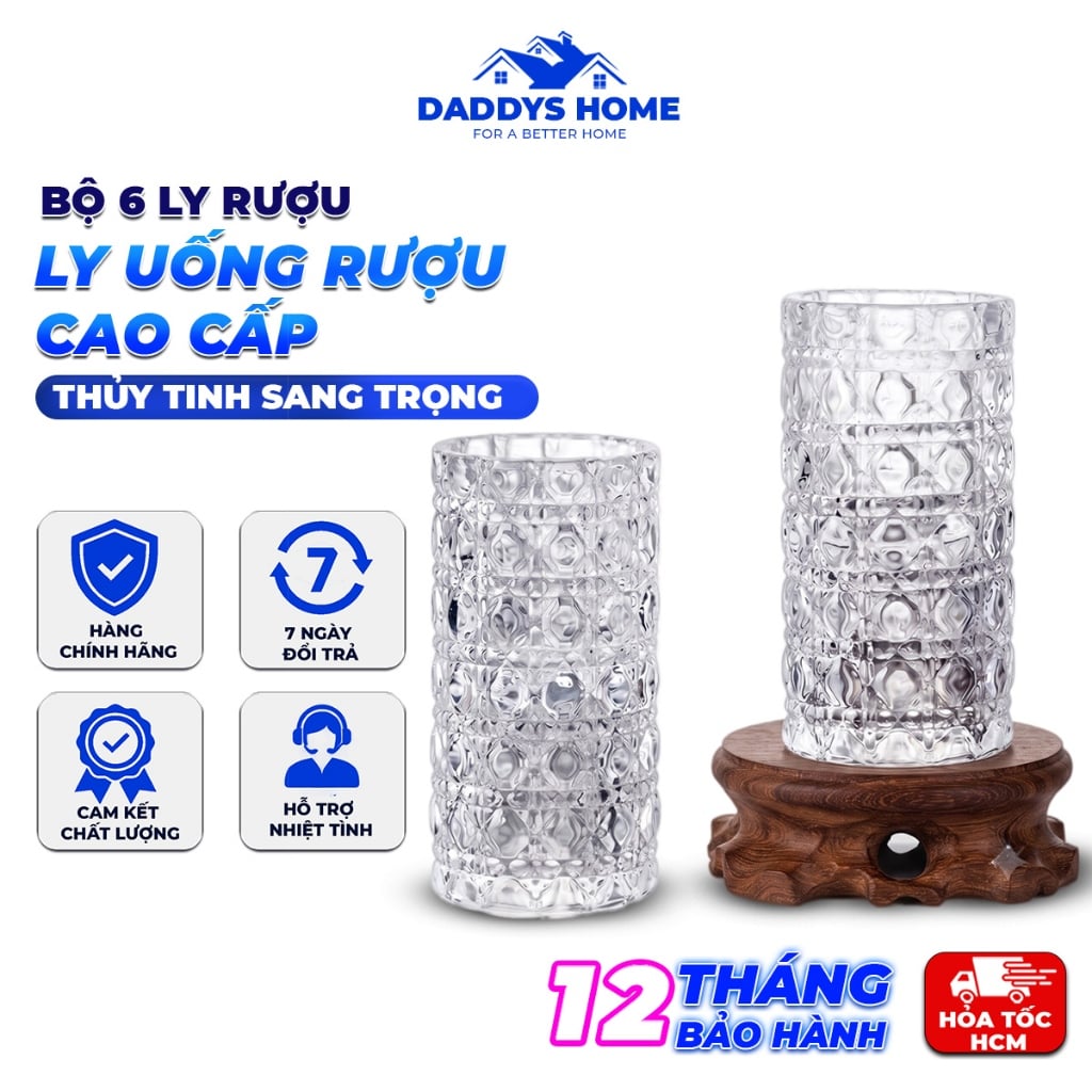 Bộ 6 Ly Uống Rượu Cao Cấp, Bộ Ly Rượu Thủy Tinh Sang Trọng